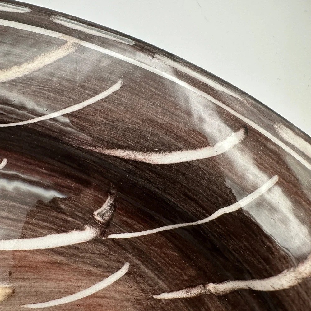 Vietri Moda Quill Oval Platter Large Brown White Made in Italy Pottery‎ Serving